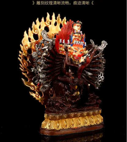 Wholesale Tibet Buddha statue copper gilding color Yamantaka DA WEI DE JINGANG Subdue the devil buddha statue Family protection