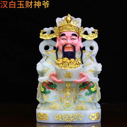 Wholesale buddha God statue high grade jade gilding CAI SHEN YE God of wealth Mammon thriving business Money Drawing Good luck