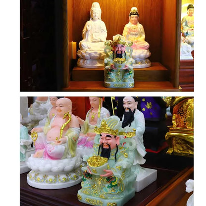 Wholesale buddha God statue high grade jade gilding CAI SHEN YE God of wealth Mammon thriving business Money Drawing Good luck