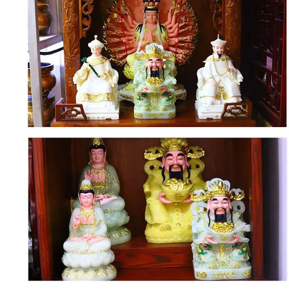 Wholesale buddha God statue high grade jade gilding CAI SHEN YE God of wealth Mammon thriving business Money Drawing Good luck