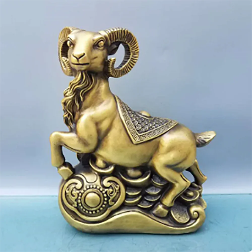 Wholesale copper money sheep ornaments, brass Ruyi sheep ornaments, office and home craft ornaments