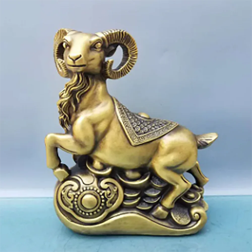 Wholesale copper money sheep ornaments, brass Ruyi sheep ornaments, office and home craft ornaments