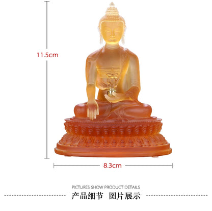 Wholesale figure GOOD Buddha HOME  Talisman Protection # 7P Retro Tibetan Medicine Guru Buddha Colored Glaze Buddha statue