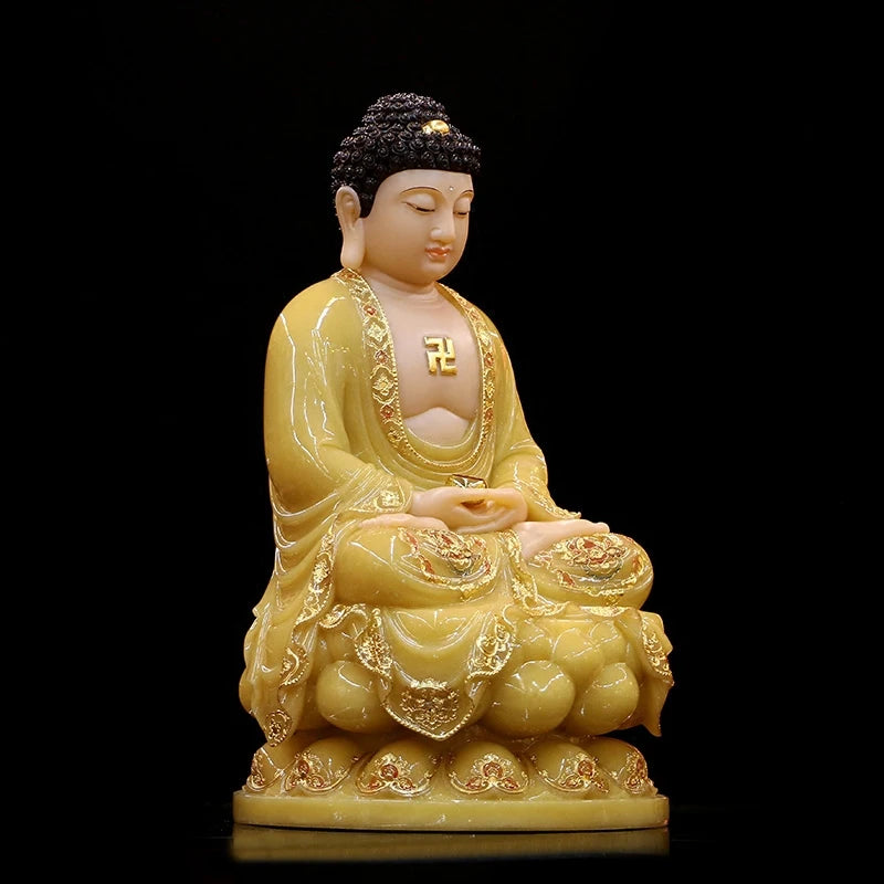 Wholesale home decor worship Buddha statue Sakyamuni Buddha jade gilding Sculpture statue Home SHOP TOP efficacious Talisman