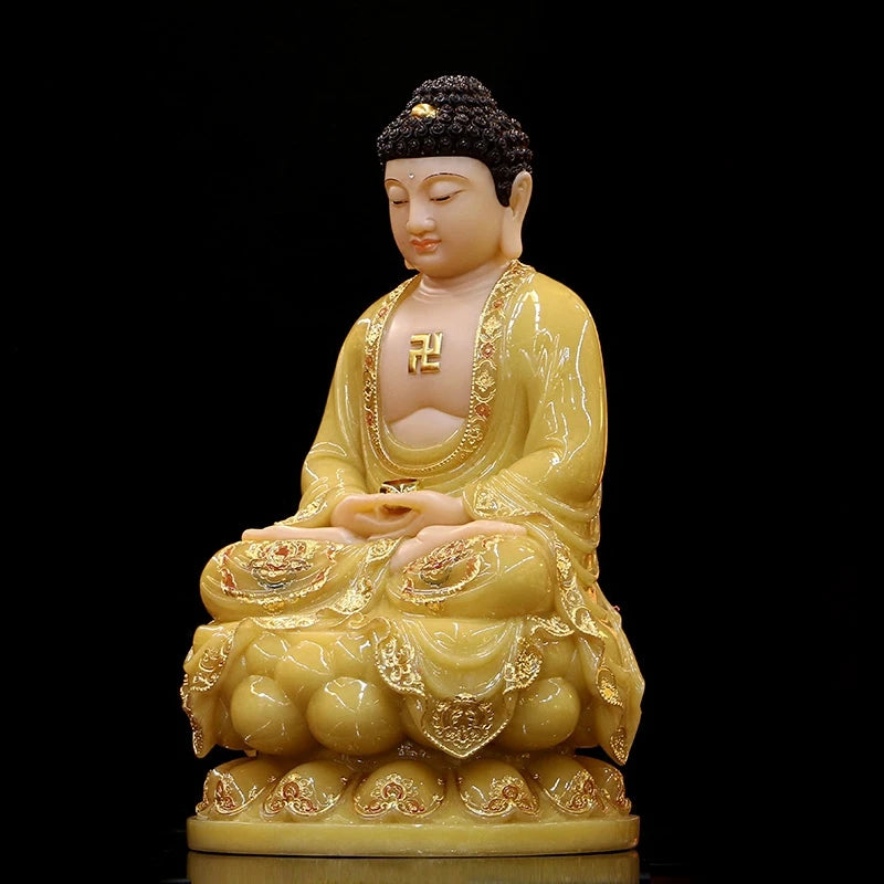 Wholesale home decor worship Buddha statue Sakyamuni Buddha jade gilding Sculpture statue Home SHOP TOP efficacious Talisman