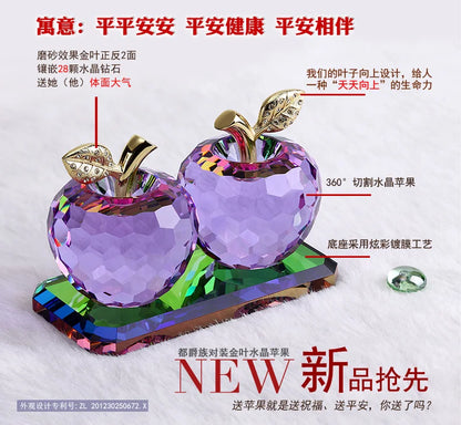 Wife Girlfriend best gift # Wedding & Engagement Birthday Party Anniversary Handicraft 3D color crystal APPLES art sculpture