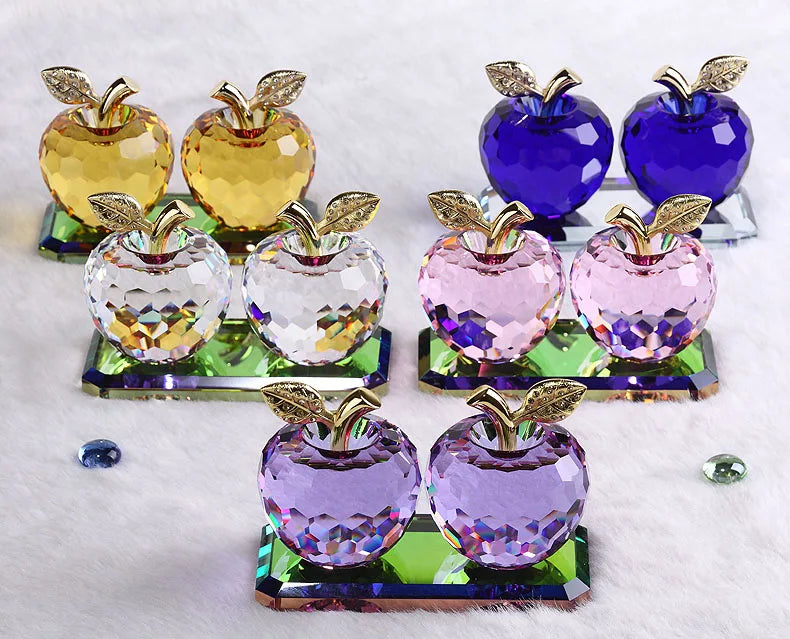 Wife Girlfriend best gift # Wedding & Engagement Birthday Party Anniversary Handicraft 3D color crystal APPLES art sculpture