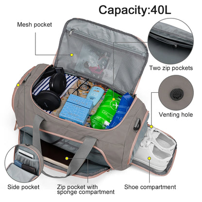 WindTook 35L Travel Bag with Shoe Compartment  Sports Gym Bag