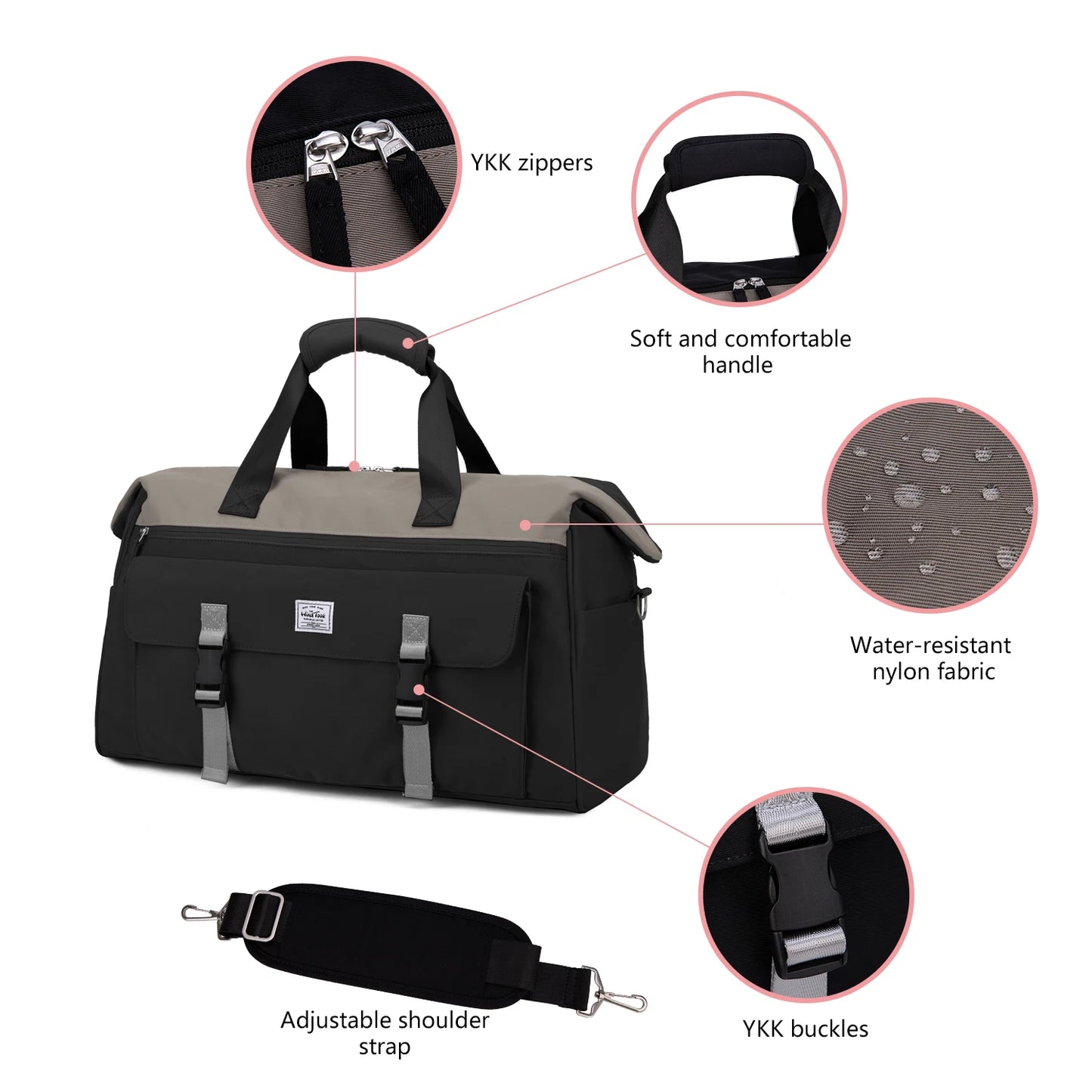 WindTook 40L Travel Bag with Shoe Compartment and coin purse Sports Gym Bag