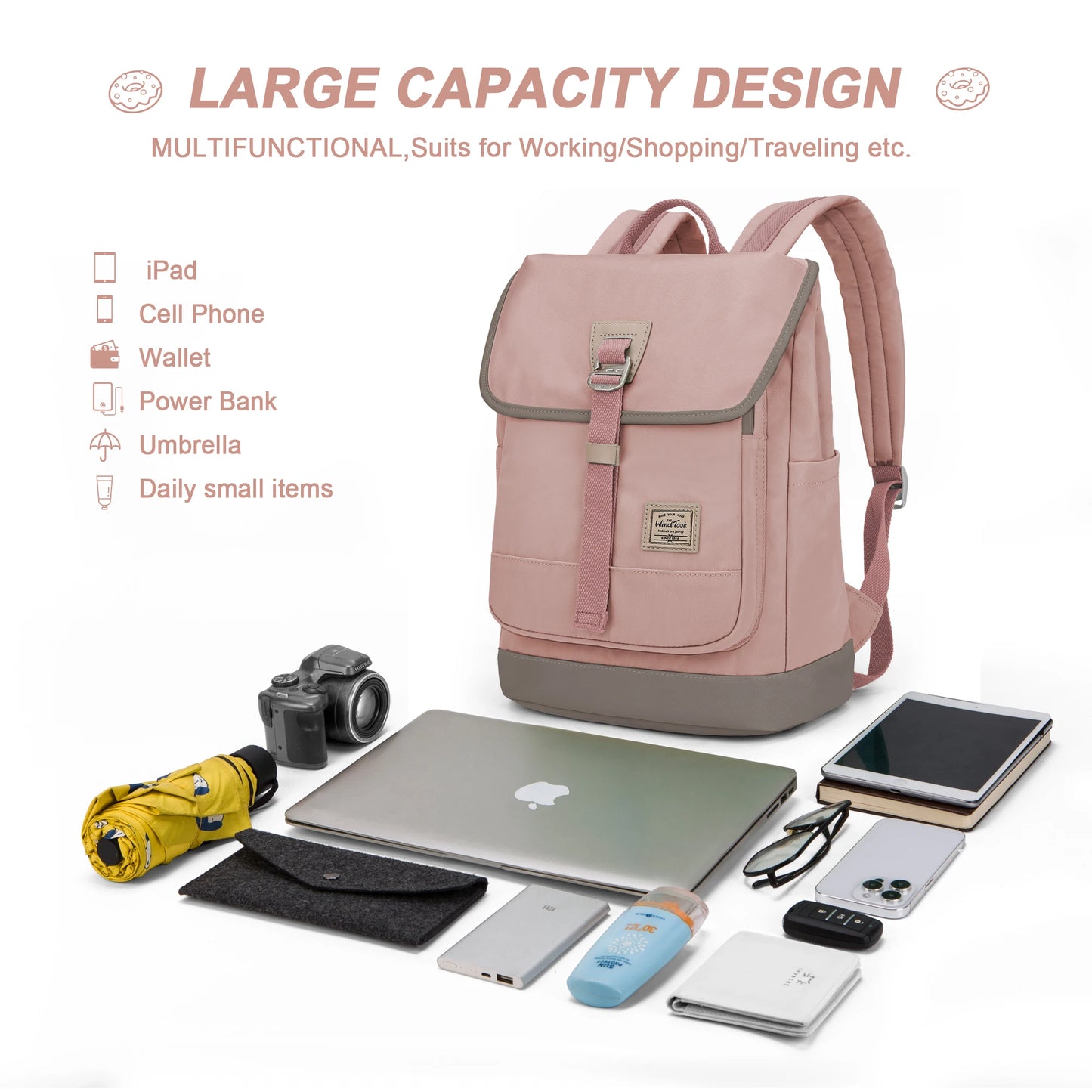 WindTook Laptop Backpack for Women Travel Work Computer Bag College Daypack 15 Laptop Waterproof Fashion Backpack