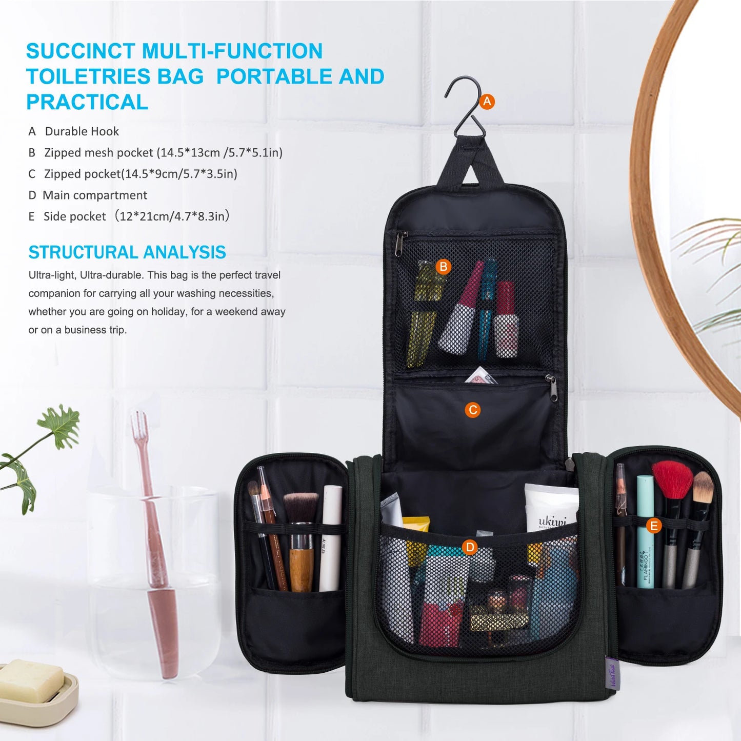 WindTook Toiletry Bag/Case Large Toiletry Bag for Hanging Up Cosmetics Travel Bag