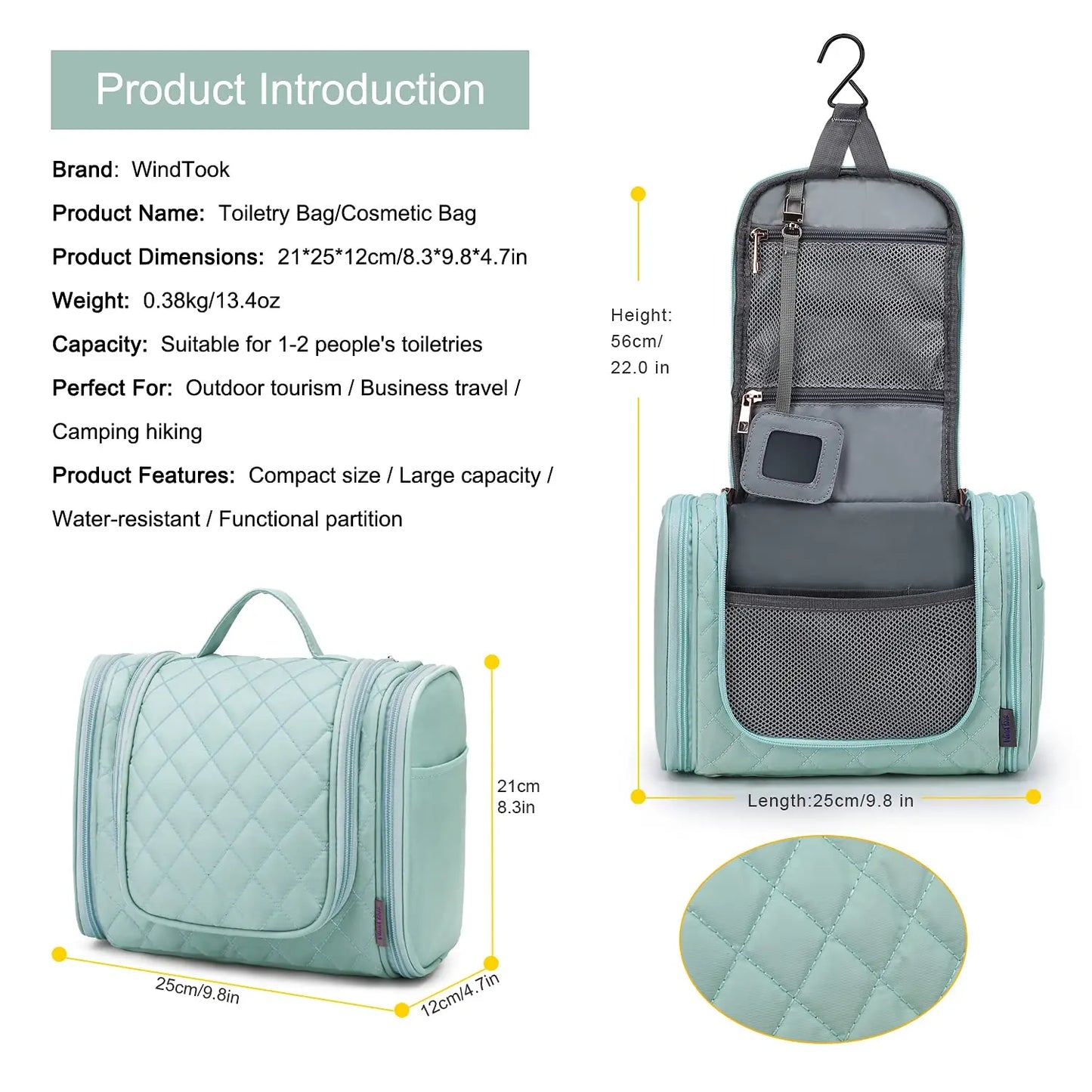 WindTook Toiletry Bag Portable Travel Makeup Kit Cosmetic Makeup Bag Travel Organizer