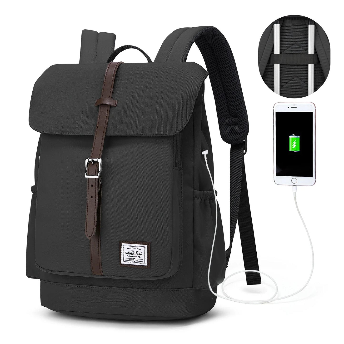 WindTook Travel Backpack Men Business Backpack with USB Large Capacity 15.4-inch Laptop Waterproof Fashion Men's Backpack