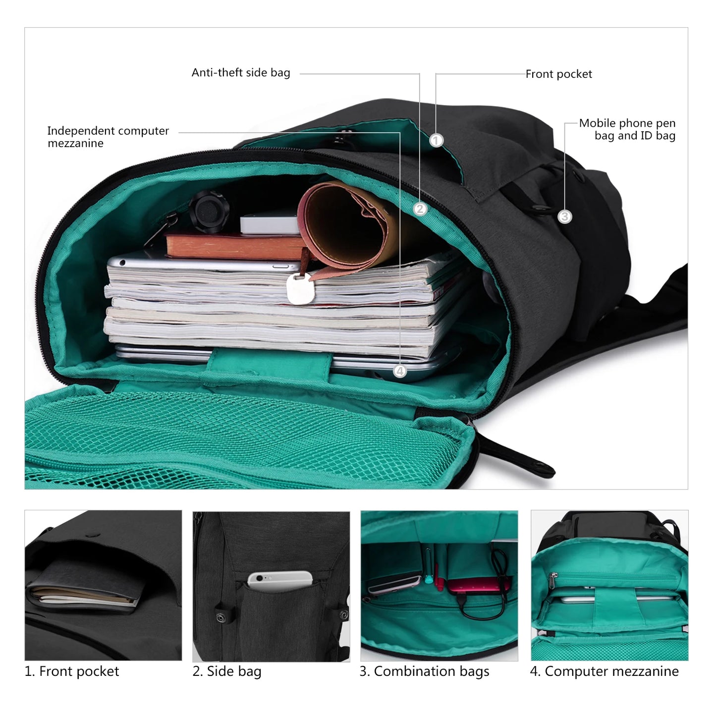 WindTook Travel Backpacks Men Waterproof Fashion Backpack USB Charging Port 15 inch Laptop Backpack