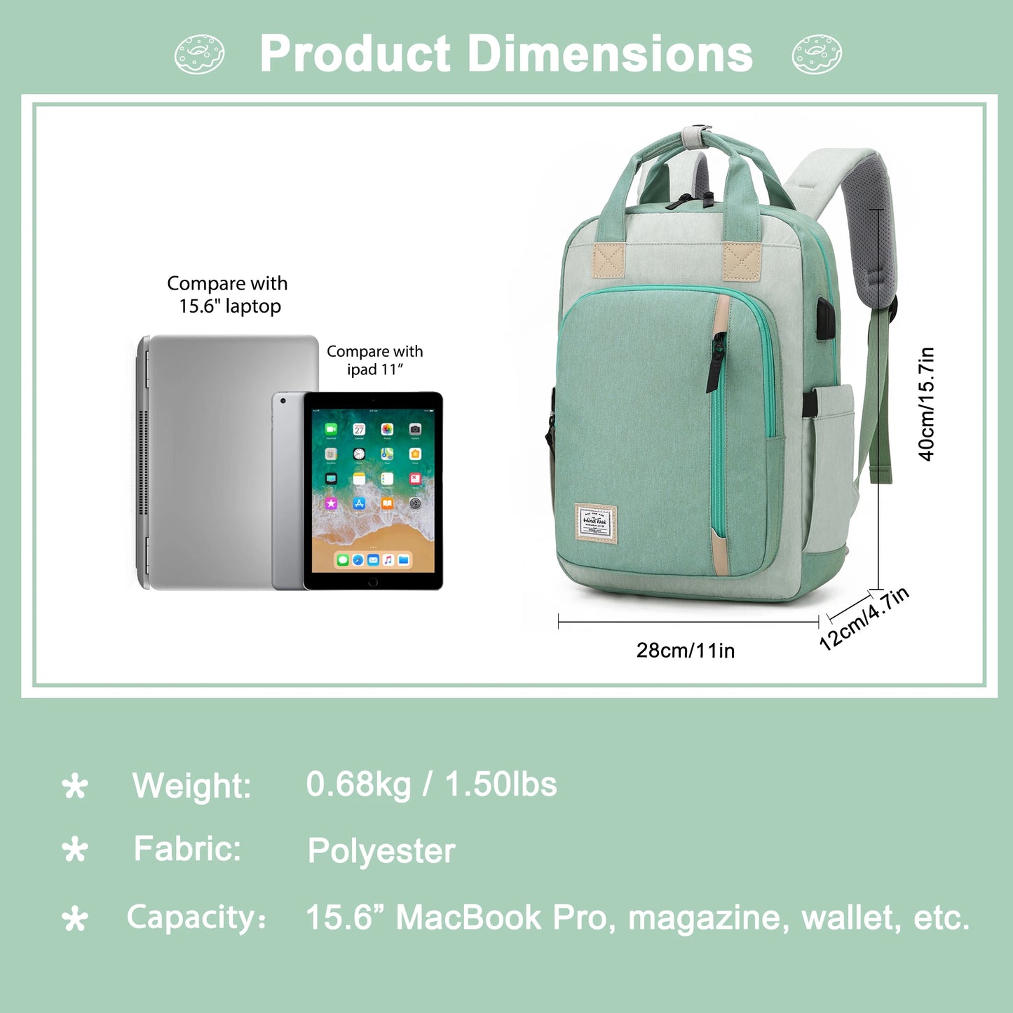 WindTook Travel Laptop Backpack for Women Business Work Bag Water Resistant 15.6 Inch Laptop Waterproof Women Fashion Men's Ba
