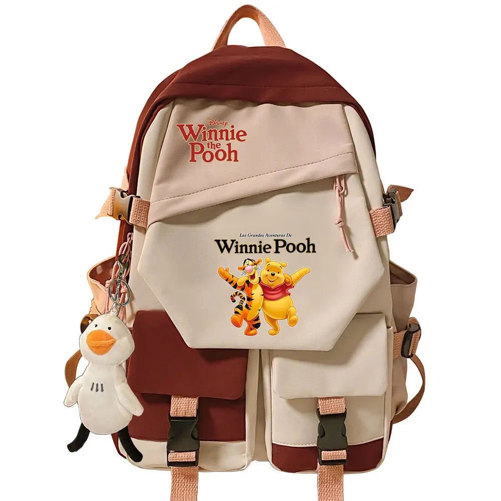 Winnie the Pooh Boys Girls Kids School Book Bags Women Patchwork Bagpack Teenagers Schoolbags Canvas Student Backpack