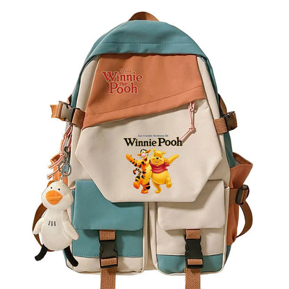 Winnie the Pooh Boys Girls Kids School Book Bags Women Patchwork Bagpack Teenagers Schoolbags Canvas Student Backpack