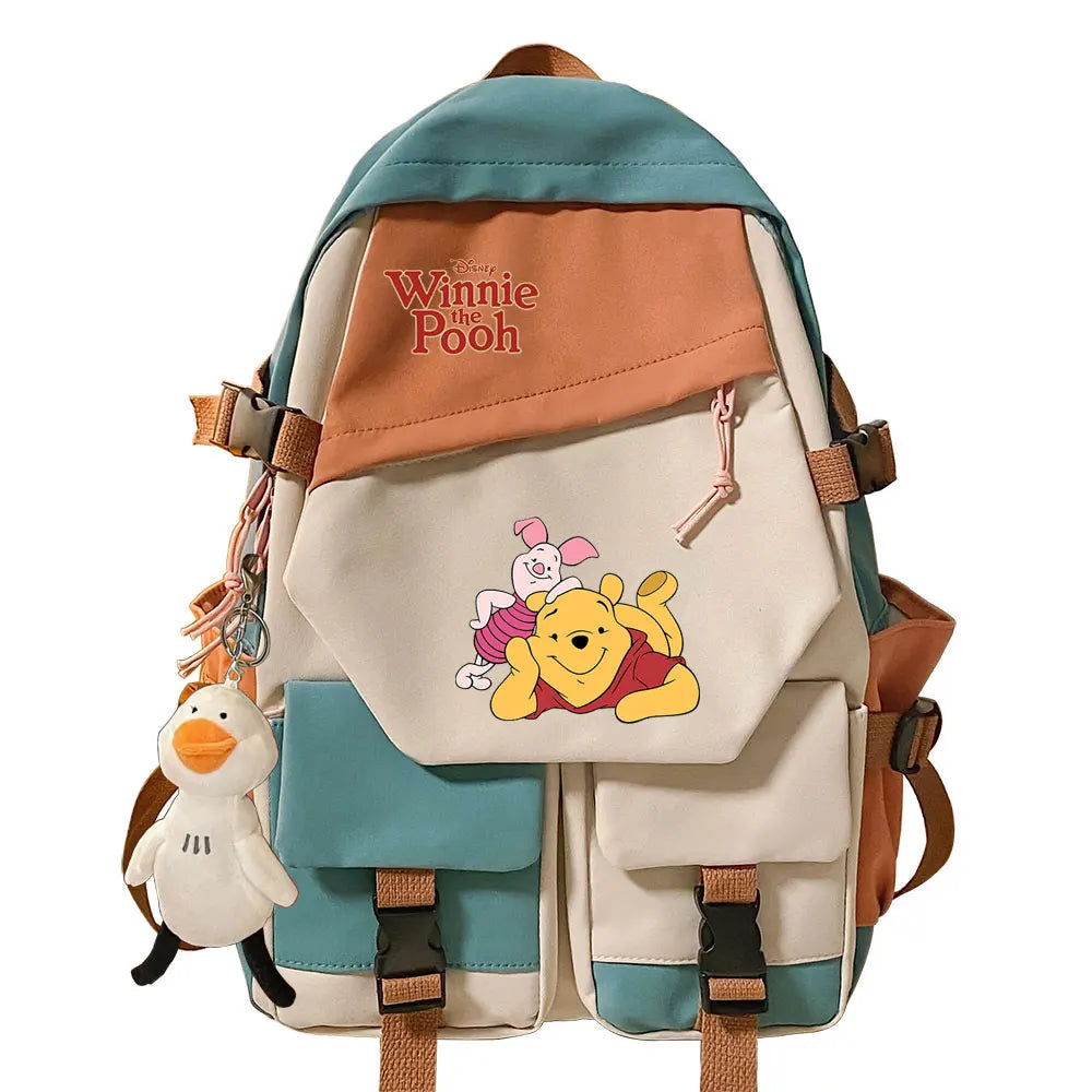 Winnie the Pooh Boys Girls Kids School Book Bags Women Patchwork Bagpack Teenagers Schoolbags Canvas Student Backpack
