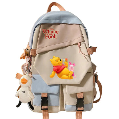 Winnie the Pooh Boys Girls Kids School Book Bags Women Patchwork Bagpack Teenagers Schoolbags Canvas Student Backpack