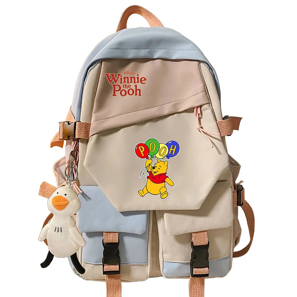 Winnie the Pooh Boys Girls Kids School Book Bags Women Patchwork Bagpack Teenagers Schoolbags Canvas Student Backpack
