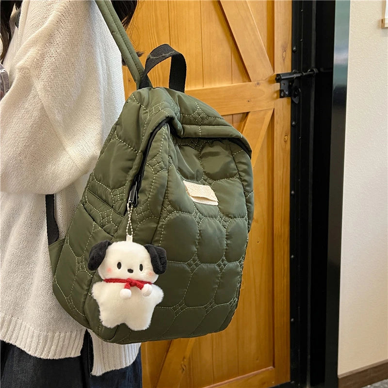 Winter Down Backpack Space cotton Backpacks Teenagers Student Schoolbag Fashion Women Shoulder Bag 2023 High Capacity Back Bags