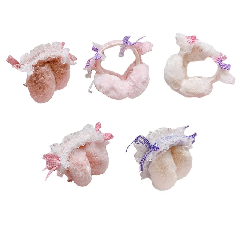 Winter Earmuffs For Girls Lolita Earmuffs Bows Ear Headband Lace Ear Muffs