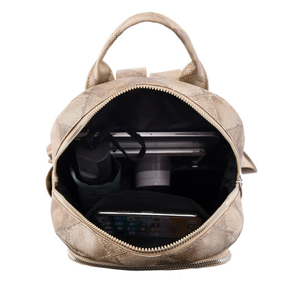 With High Quality Splashproof PU Fabric Mochilas Fashion Women's Travel Kapsack Retro Diamond Pattern Printed Design Backpacks