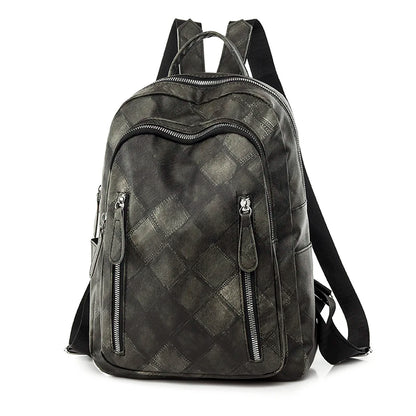 With High Quality Splashproof PU Fabric Mochilas Fashion Women's Travel Kapsack Retro Diamond Pattern Printed Design Backpacks
