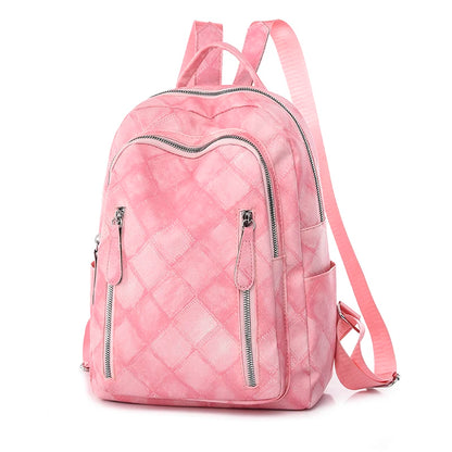 With High Quality Splashproof PU Fabric Mochilas Fashion Women's Travel Kapsack Retro Diamond Pattern Printed Design Backpacks
