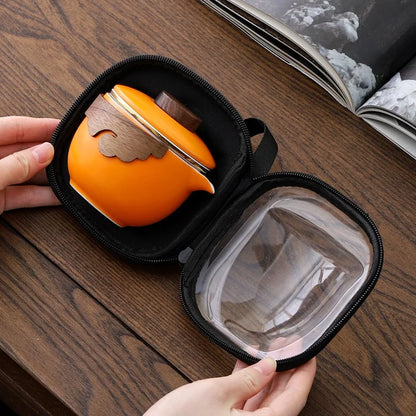 With Travelling Ba Chinese Kung Fu Tea Set Travel Set Ceramic Portable Teapot Porcelain Teaset Gaiwan Tea Cups Tea Tool