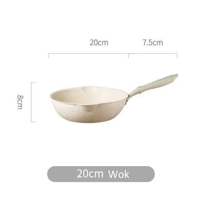 Wok Kitchen Non-stick Pan Maifan Stone Skillet Aluminum Frying Pan Japanese Household Woks Kitchen Cookware Cooking Pot with Lid