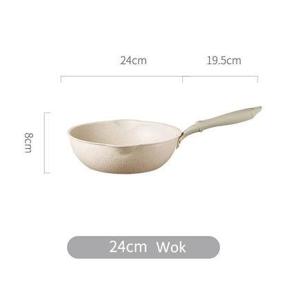 Wok Kitchen Non-stick Pan Maifan Stone Skillet Aluminum Frying Pan Japanese Household Woks Kitchen Cookware Cooking Pot with Lid
