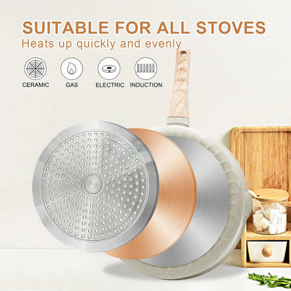 Wok Pan With Lid 28cm Durable Non Stick Cooking Pots Thickened Bottom Kitchen Cooking Frying Pan General Gas &Induction