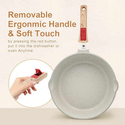 Wok Pan With Lid 28cm Durable Non Stick Cooking Pots Thickened Bottom Kitchen Cooking Frying Pan General Gas &Induction