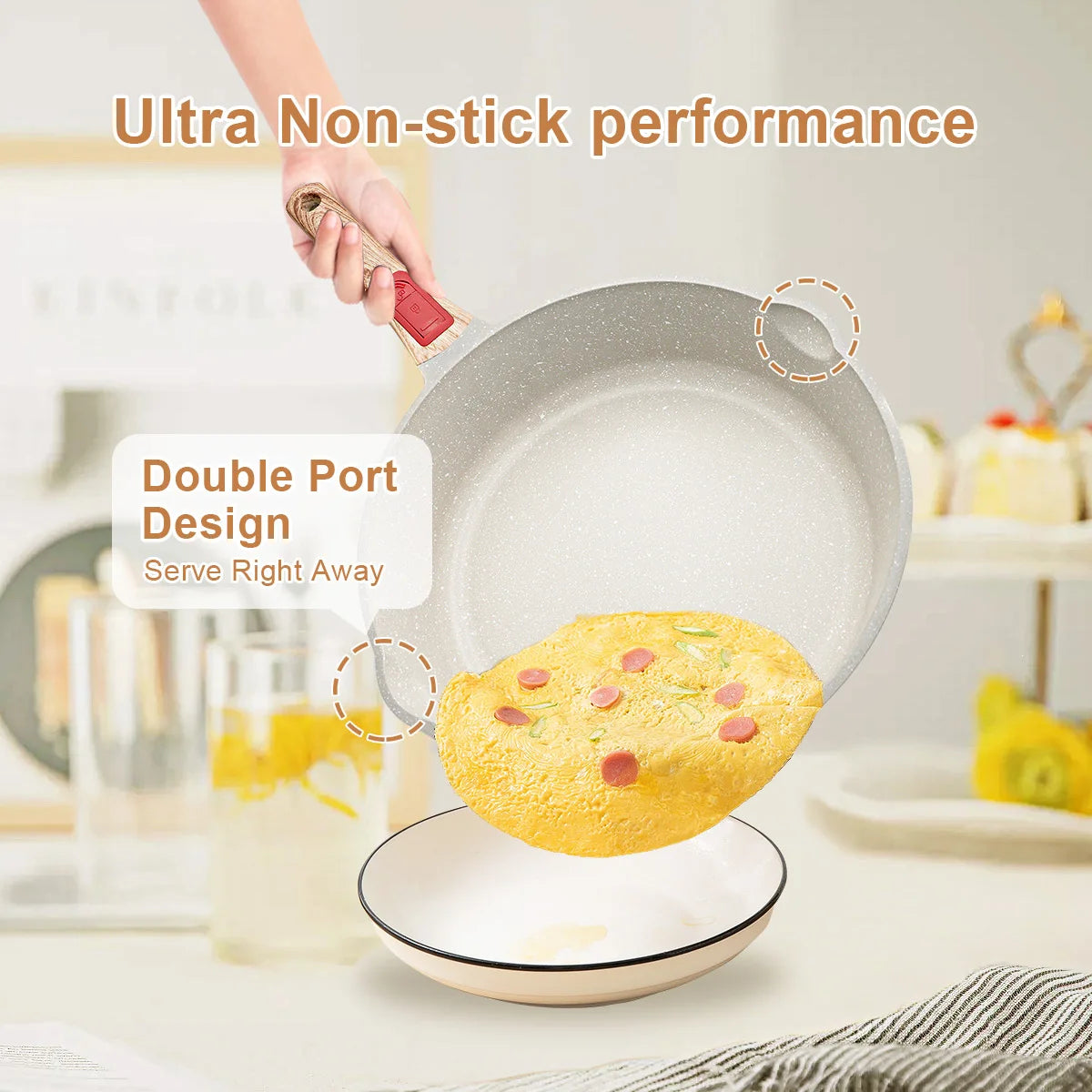 Wok Pan With Lid 28cm Durable Non Stick Cooking Pots Thickened Bottom Kitchen Cooking Frying Pan General Gas &Induction