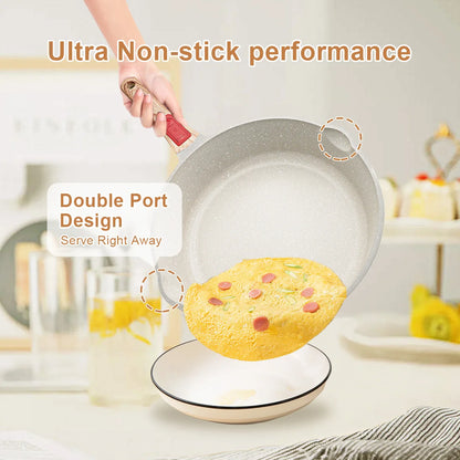 Wok Pan With Lid 28cm Durable Non Stick Cooking Pots Thickened Bottom Kitchen Cooking Frying Pan General Gas &Induction
