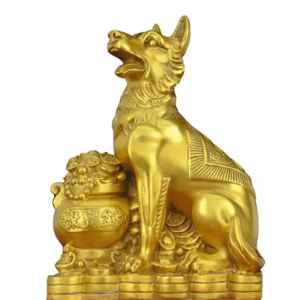 Wolf Dog Sits on the Ground to Produce Wealth and Prosperity Dog Zodiac Zodiac Treasure Pot Dog Living Room Decoration