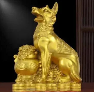 Wolf Dog Sits on the Ground to Produce Wealth and Prosperity Dog Zodiac Zodiac Treasure Pot Dog Living Room Decoration