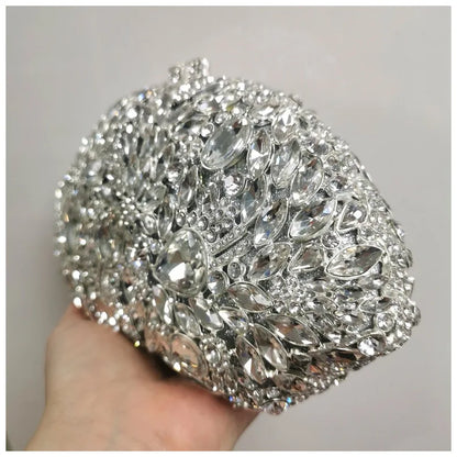 Woman Black Silver Multicolored Diamond Party Handbag Elegant Hollow Crystal Evening Purse Wedding Bridal Rhinestone Clutch Bag