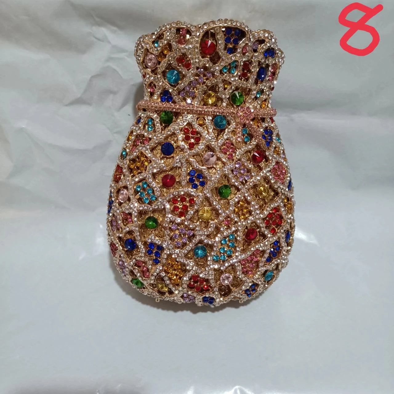 Woman Blue Multicolores Diamond Money Bag Shape Purse Bridal Dinner Prom Colorful Handbag Wedding Party Crystal Shinny Lady Bags