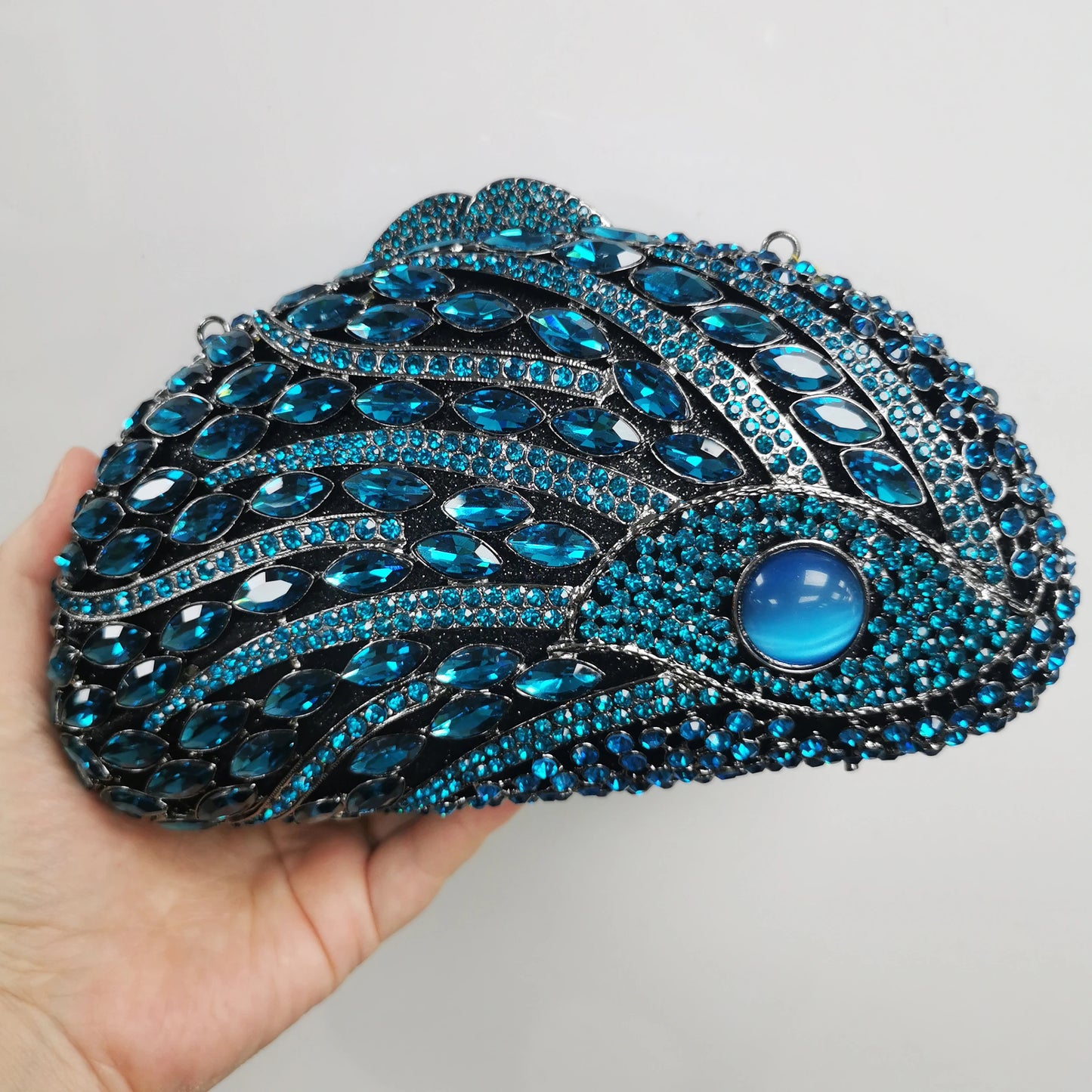 Woman Blue Silver Diamond Cocktail Prom Purse Mouse Animal Shape Bridal Dinner Handbags Crystal Wedding Party Clutch Evening Bag