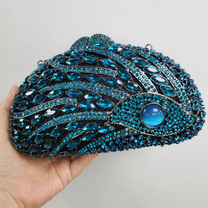 Woman Blue Silver Diamond Cocktail Prom Purse Mouse Animal Shape Bridal Dinner Handbags Crystal Wedding Party Clutch Evening Bag