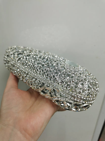 Woman Blue Silver Diamond Cocktail Prom Purse Mouse Animal Shape Bridal Dinner Handbags Crystal Wedding Party Clutch Evening Bag