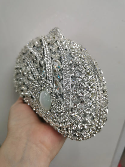 Woman Blue Silver Diamond Cocktail Prom Purse Mouse Animal Shape Bridal Dinner Handbags Crystal Wedding Party Clutch Evening Bag