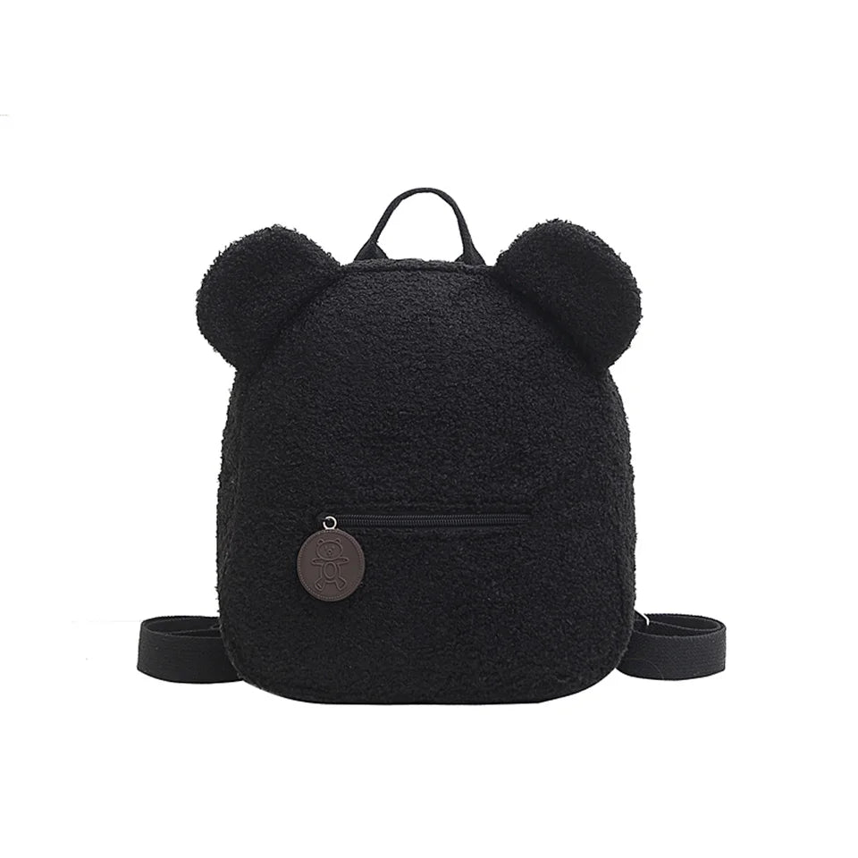Woman Cartoon Plush Backpack New Embroidery Cute Backpack For School Bear Ears Anima Small Backpack Kawaii Bookbag