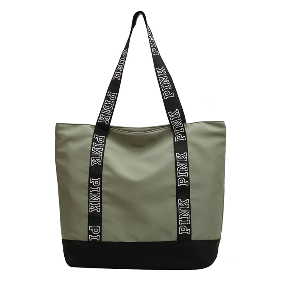 Woman Casual Shoulder Bags Ladies Colorblock Letter Graphic Tote Handbags Fashion Sports Fitness Tote Bag Travel Shopper Bag