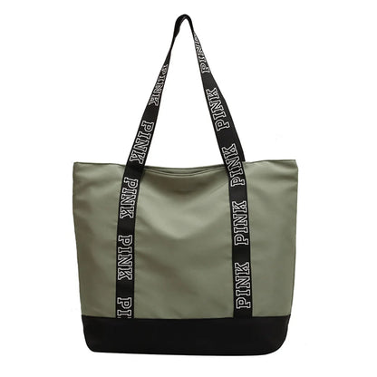 Woman Casual Shoulder Bags Ladies Colorblock Letter Graphic Tote Handbags Fashion Sports Fitness Tote Bag Travel Shopper Bag