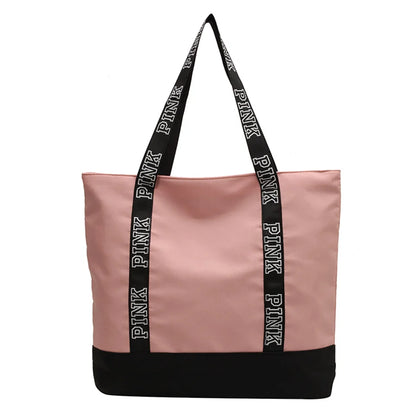 Woman Casual Shoulder Bags Ladies Colorblock Letter Graphic Tote Handbags Fashion Sports Fitness Tote Bag Travel Shopper Bag