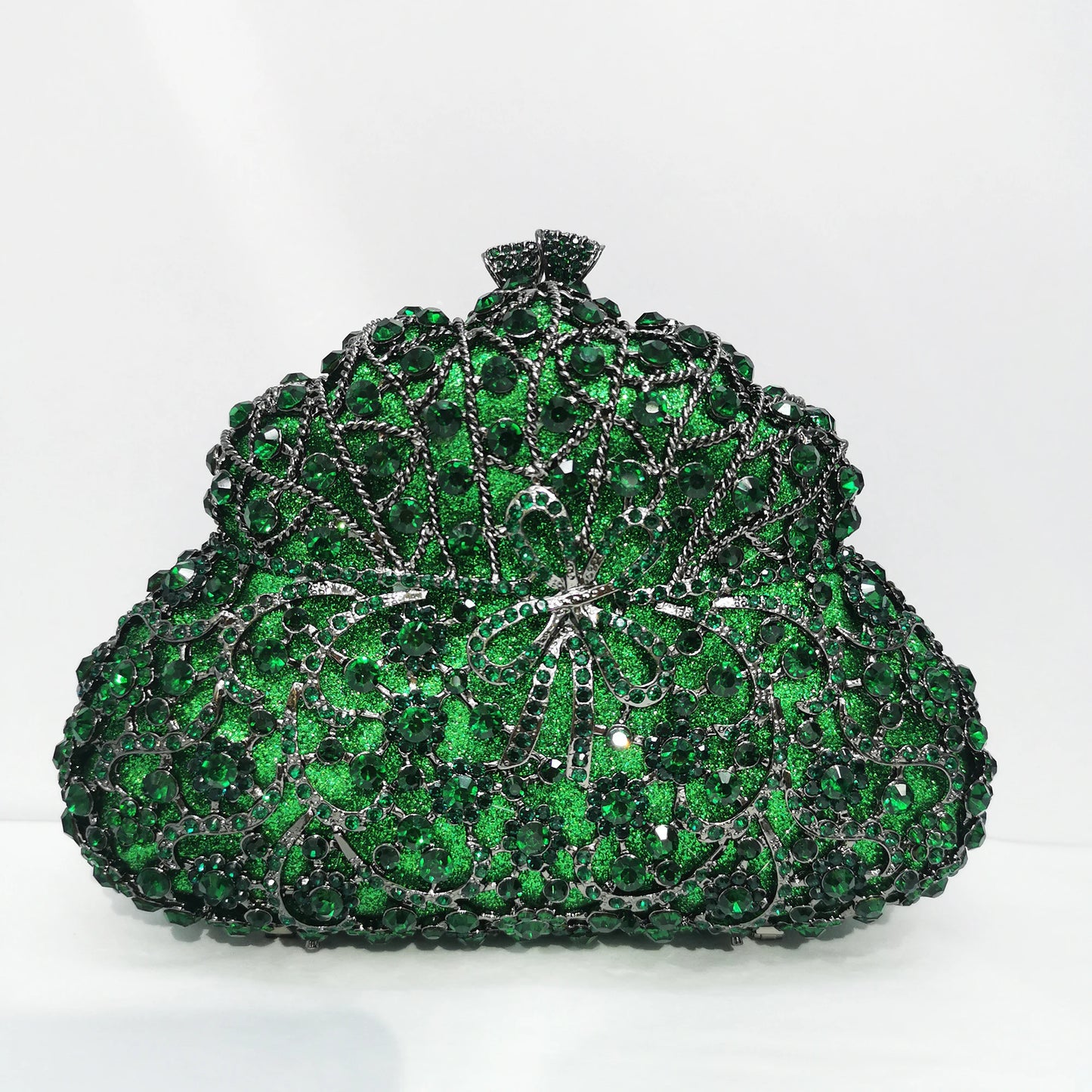 Woman Champagne Green Silver Gold Black Red Diamond Handbag Crystal Wedding Bridal Hollow Gourd Evening Bag Party Dinner Purses