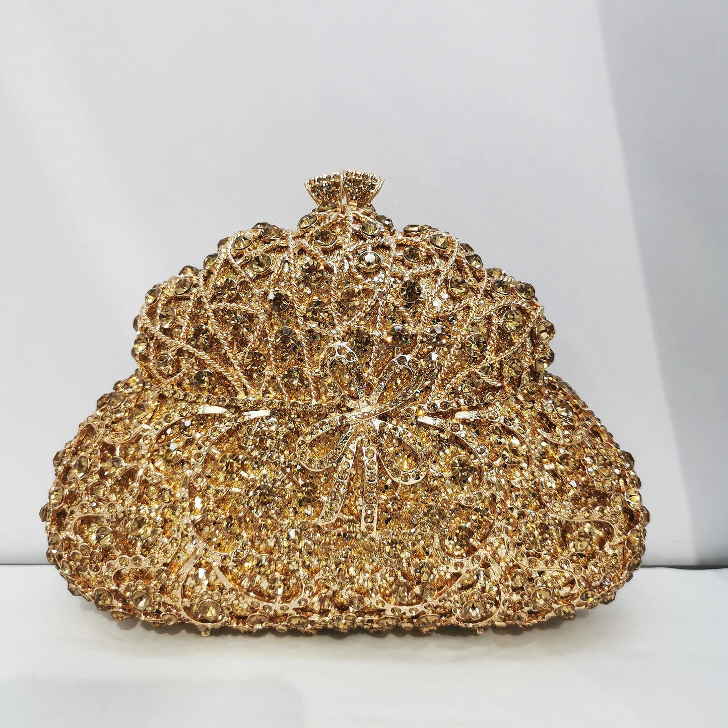 Woman Champagne Green Silver Gold Black Red Diamond Handbag Crystal Wedding Bridal Hollow Gourd Evening Bag Party Dinner Purses